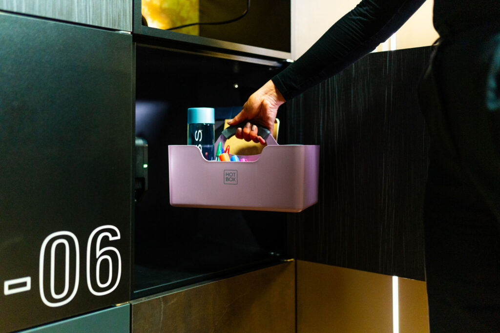 Collecting personal belongings from smart locker.