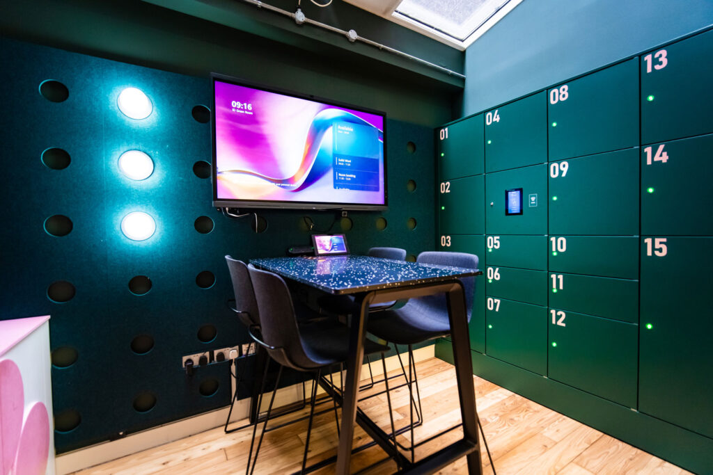 Simplicity smart lockers in the Your Workspace showroom.