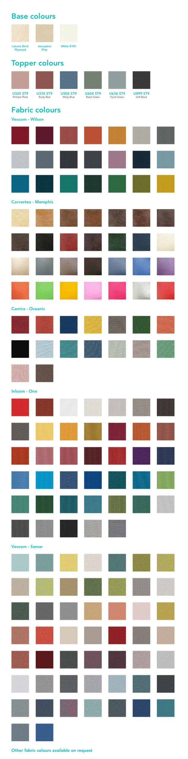 Staxx colour swatches