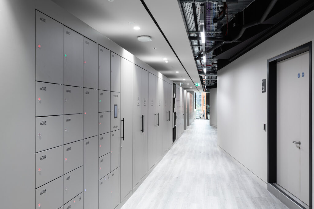 Simplicity smart lockers at GSK's new headquarters in central London.